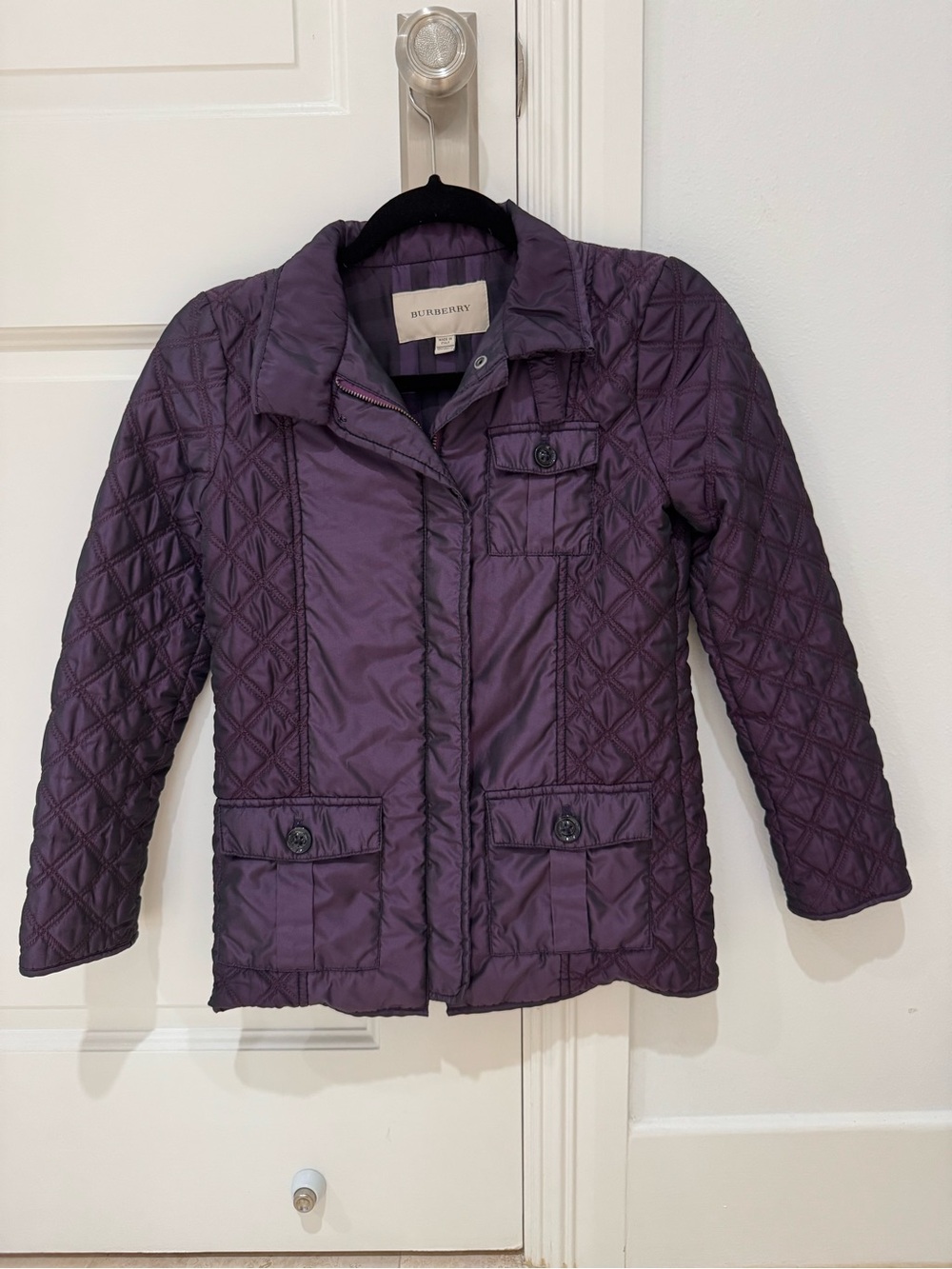 Burberry Purple Quilted Button-Front Jacket